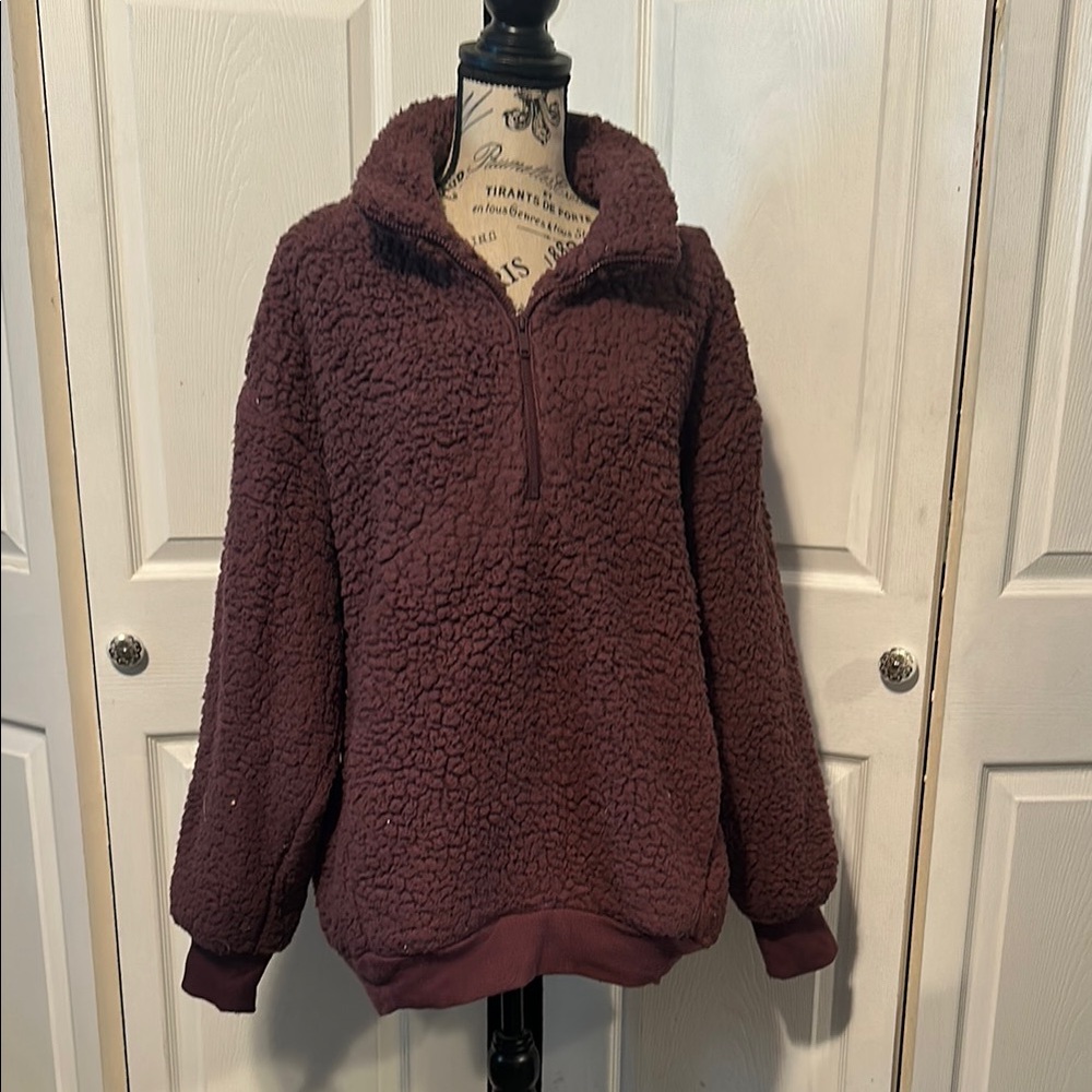 Express One Eleven Sherpa Zip-Up Sweater